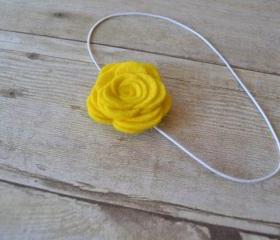 Yellow Felt Rose Headband 