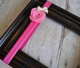 Pink Felt Rose Headband 