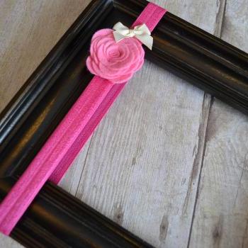 Pink Felt Rose Headband 